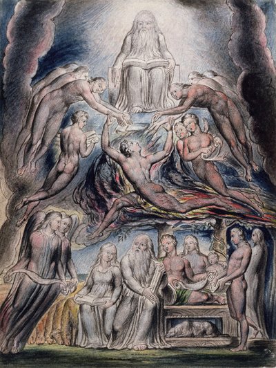 Illustraties van het Boek Job, pl.3 (pagina 2): Satan voor de troon van God, naar William Blake (1757-1827) door John Linnell